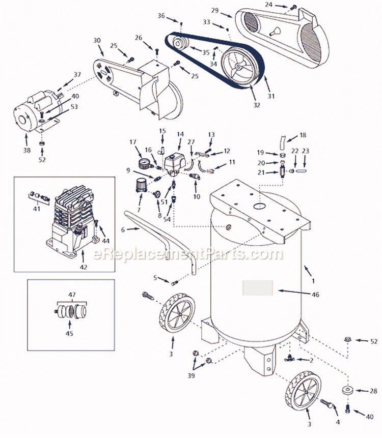 Page A Diagram and Parts List for 2004 Campbell Hausfeld Compressor